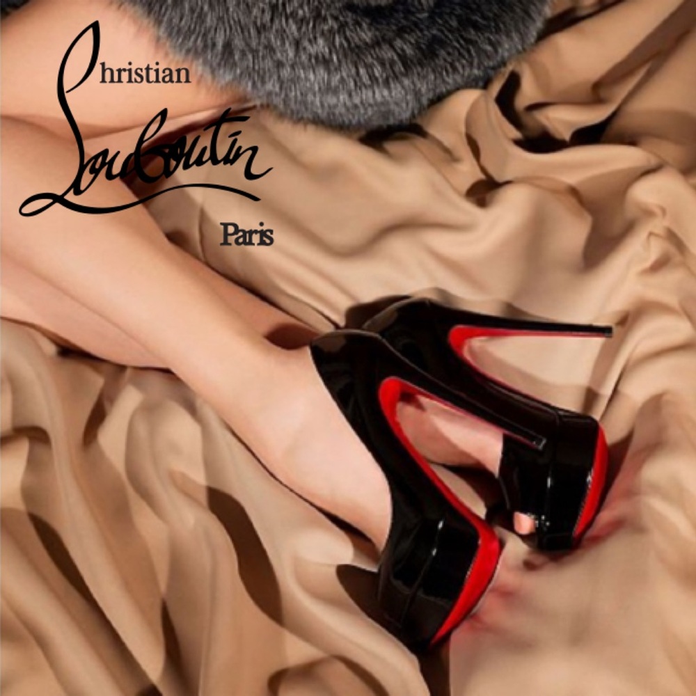 🖤 LOUBOUTIN LADY PEEP POSES IN 150MM HEEL HEIGHT.